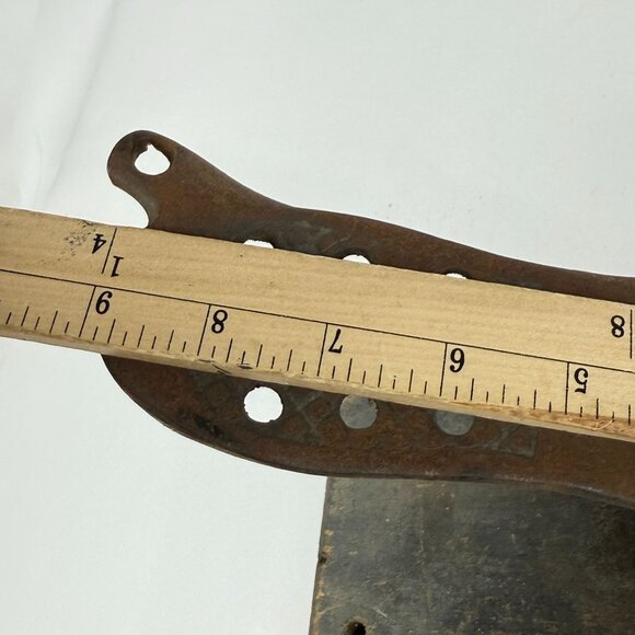 Antique Cast Iron Treadle Presser Foot With Wooden Base Sewing Machine Attachmen - Picture 10 of 13